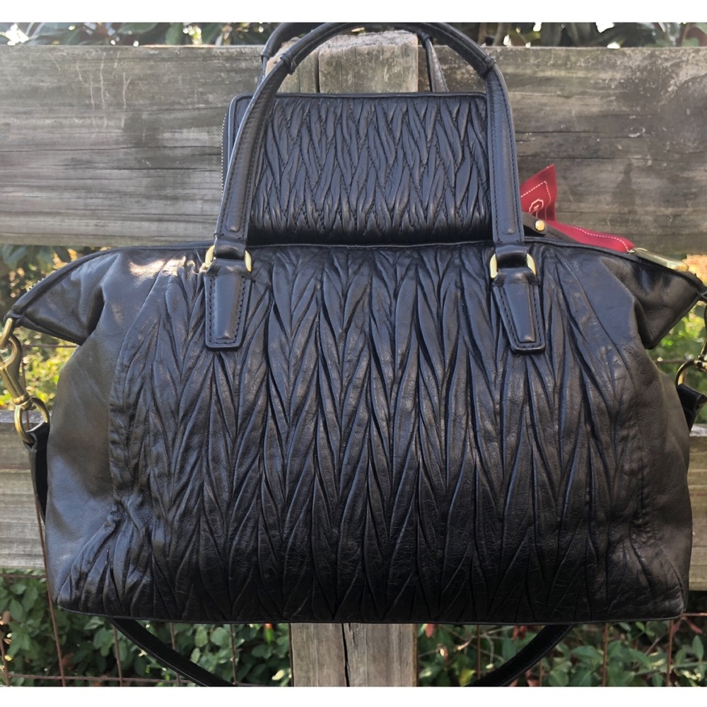 Coach Black Leather Vine Gathered Bag & Wallet Set - Picture 2 of 8